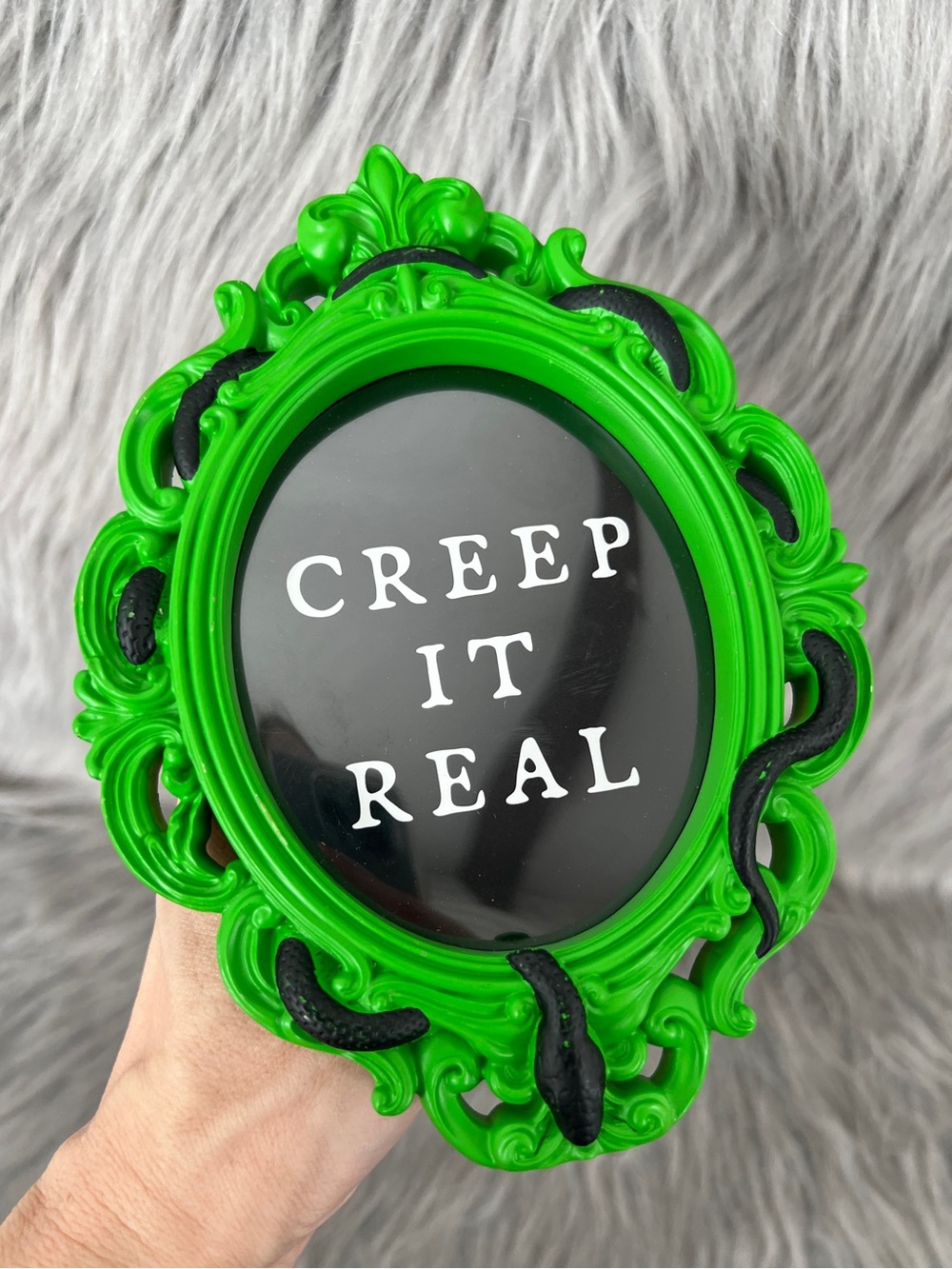 Green Gothic Oval Picture Frame - "Creep It Real" • NWT